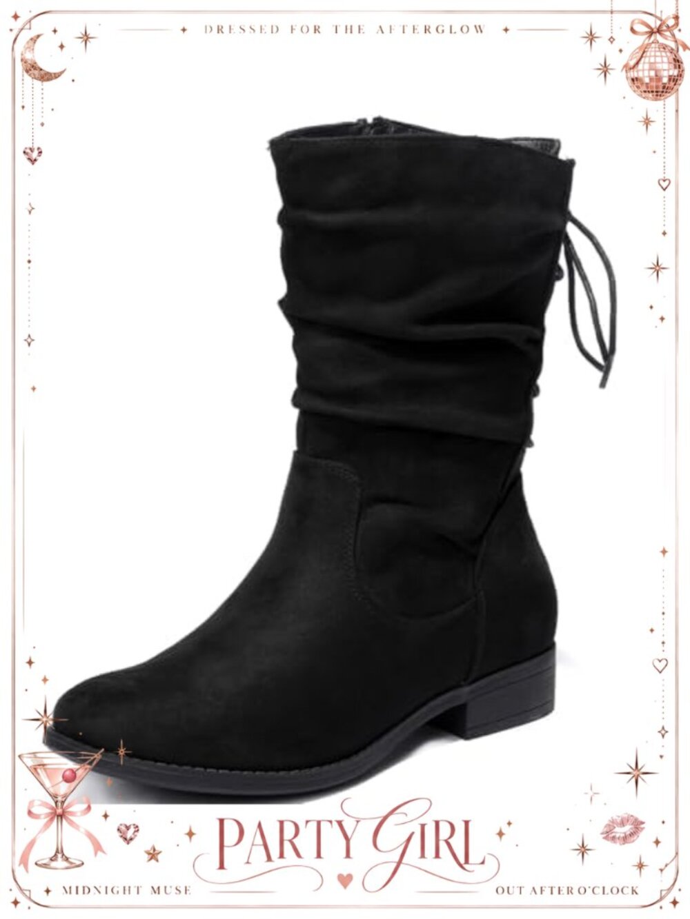 Wide Width Ankle Booties Side Zipper Mid Stacked Heel Round Toe
